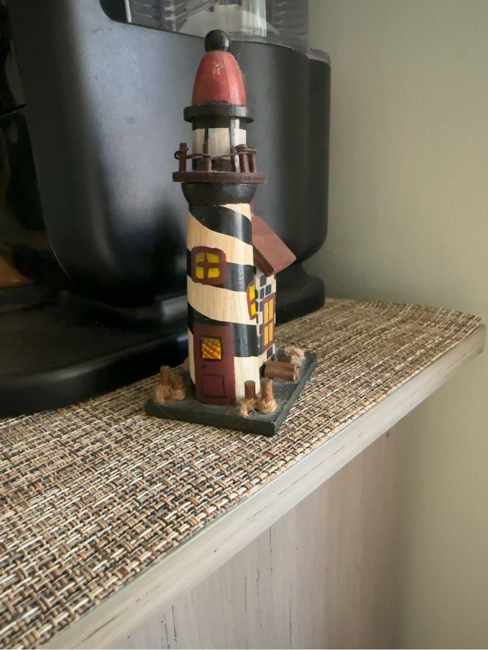 Hand Crafted Red and Black Nautical Lighthouse Figurine